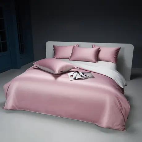 恒源祥100s新疆长绒棉床上四件套纯色简约床品被套被罩床单床笠款图片